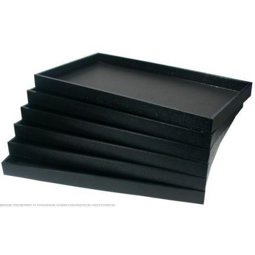 6 Black Faux Leather Display Travel Trays