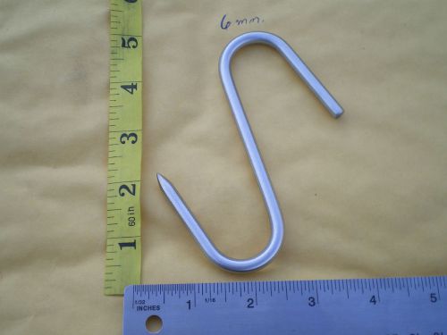 1 heavy duty s. steel meat/poultry s hooks, 5&#034;x6mm. w/1 pointed hook end 2-1/4&#034; for sale