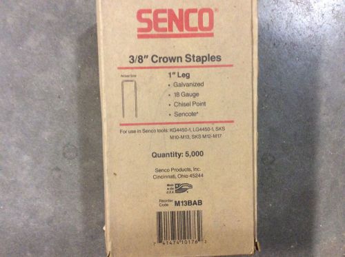 Senco 3/8&#034; Crown Staples 1&#034; Leg 18 Gauge Galvanized M13BAB Qty. 5,000