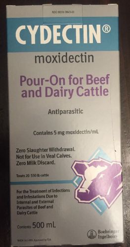 Cydectin Pour On Cattle Cows Dairy Worm Lice Mange 500 ml