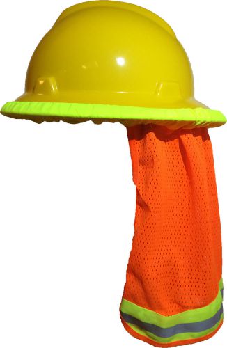 HARD HAT NECK PROTECTIVE SHIELD SUN SHADE HI VIS REFLECTIVE STRIPE