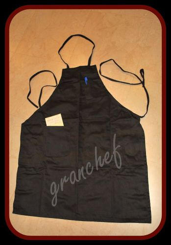 Apron / Food Service ~ Full Length Bib Style ~  Black with 2 pockets New!