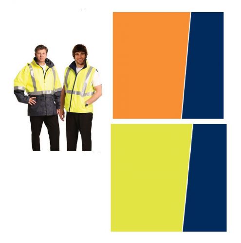 HI VIS REVERSIBLE 2 IN 1 JACKET AND VEST COMBO REFLECTIVE 3M HIGH VIS VISABILITY