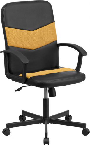 MID-BACK BLACK VINYL AND ORANGE MESH RACING EXECUTIVE SWIVEL OFFICE CHAIR