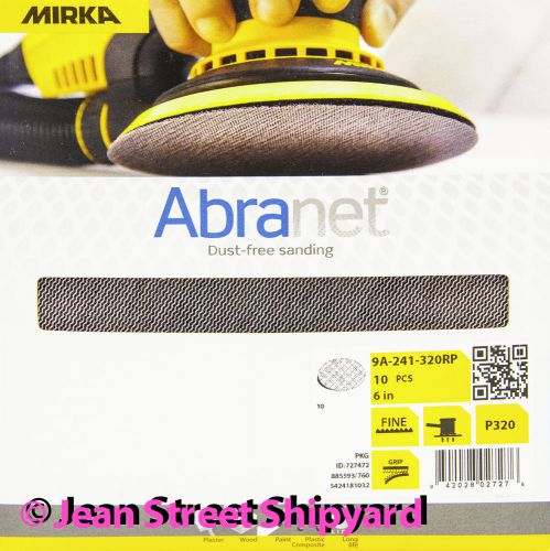 10 Pk Mirka Abranet 6 in Grip Mesh Dust Free Sanding Disc 9A-241-320RP 320 Grit