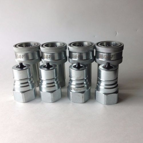 Sms hydraulic quick disconnect coupling , steel, iso 7241-1-a, 3/4&#034; npt, 4 sets for sale