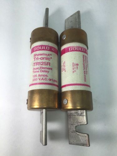 TWO (2) Gould Shawmut Tri-onic TR125R 125 Amp Dual Element Fuses