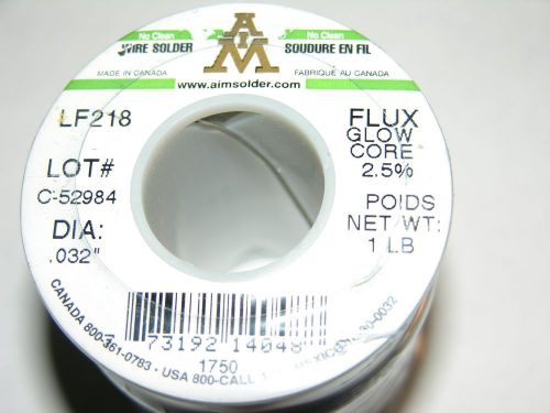 WIRE SOLDER, FLUX GLOW CORE 2.5%, DIA .032&#034;,  ON 1 LB SPOOL.