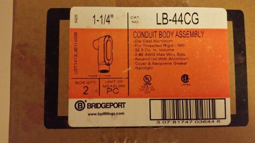 BRIDGEPORT LB 46CG 1-1/4 &#034; CONDUIT BODY ASSEMBLY CAST IRON ALUMINUM 2 PER BOX