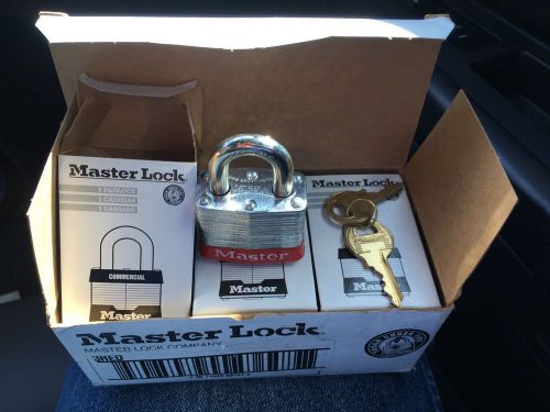 I brand new box of 6 commercial master lock 3red lockout padlock, kd, red, 9/32 for sale