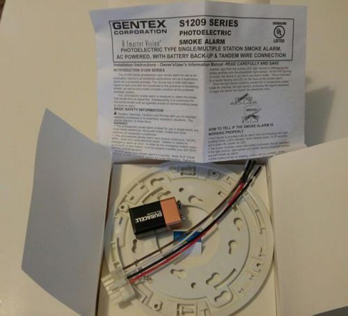 Gentex S1209 Smoke Alarm, 120V Hardwired Interconnectable Photoelectric w/9V Bat