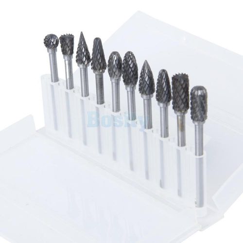 10x 1/8&#034; Tungsten Carbide Cutter Rotary Burr Set CNC Engraving Bit Grinding 6mm