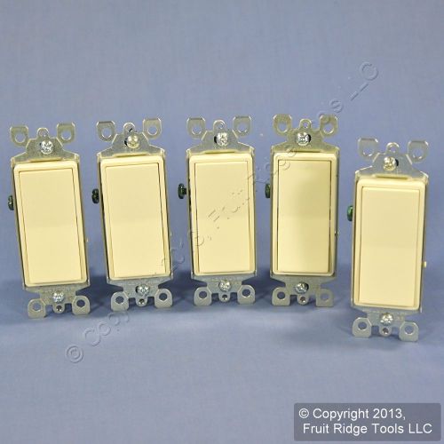 5 Leviton Almond Decora 3-Way Rocker Wall Light Switches 15A 5603-2AS