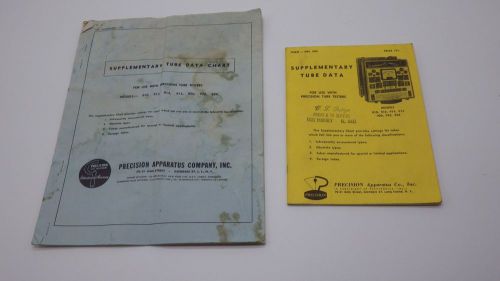 Vintage Original Precision Supplementary Tube Data Charts 910 9121 914 915 920