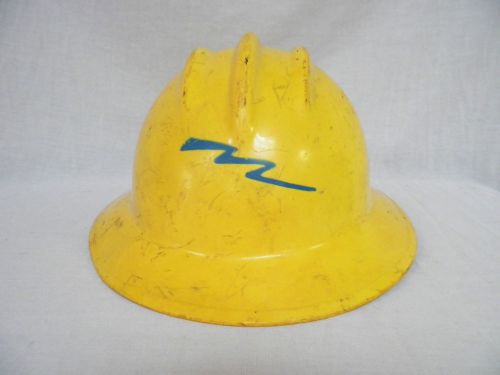 Yellow Plastic Hard Boiled Egg Hardhat Lightning Bolt E.D. Bullard