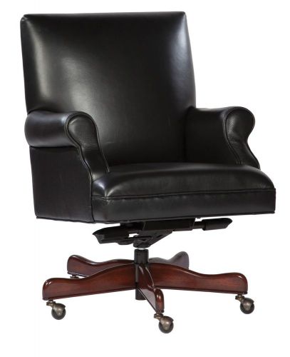 Hekman Black Leather Executive Desk Chair with Tilt/Swivel Seat &amp; Gas Lift