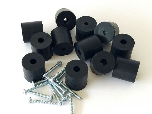 Set of 12 Rubber Bumper Feet 1-1/4&#034; * 1-1/4&#034; + screws &amp; metal washers built-in