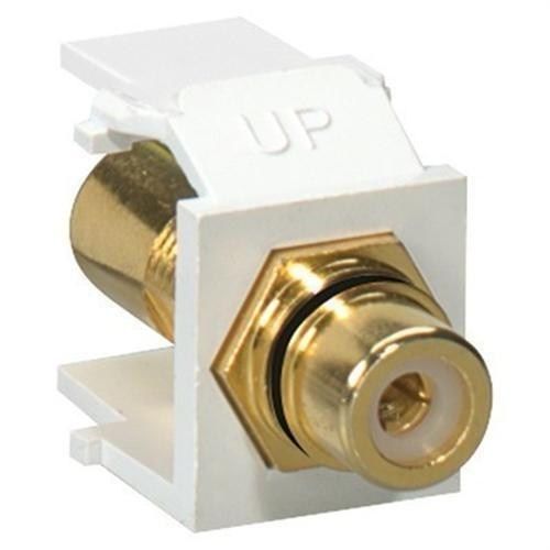 Leviton 40830-BWE Gold Plated Rca Quickport Jack White Black Stripe New UPC 7847