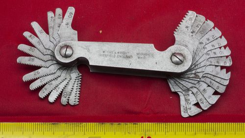 Vintage Screw Pitch Gauge Moore &amp; Wright Sheffield LTD England N. 800 WHIT