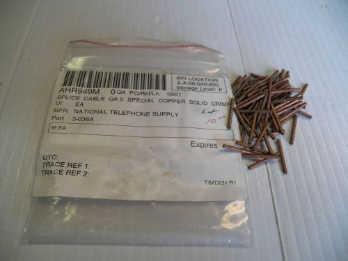 NEW NO NAME LOT OF 68 SPECIAL COPPER SOLID CRIMP AHR949M 3-036A 3036A