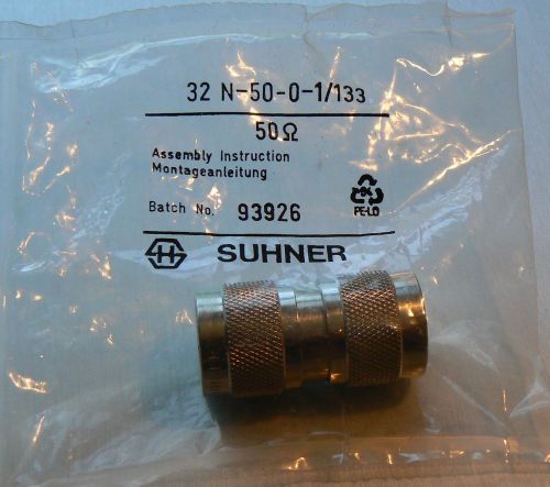 SUHNER 32 N-50-0-1/133 Double N Male Connector, 50 Ohms - Unused