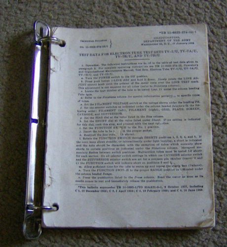 original manual for vintage TV-7/U, TV-7A/U, TV-7B/U, TV-7D/U TUBE TESTERS