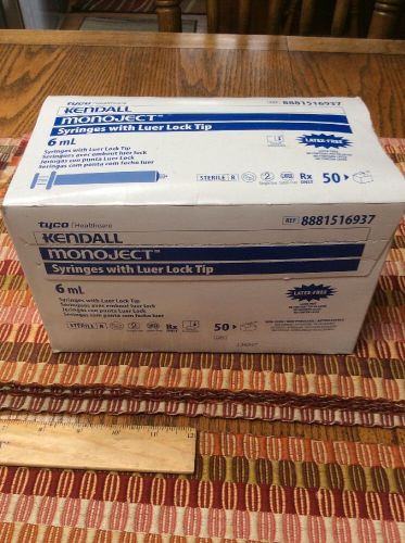Kendall 6cc 6ml monoject syringes 8881516937 with luer lock tip 50 count box for sale