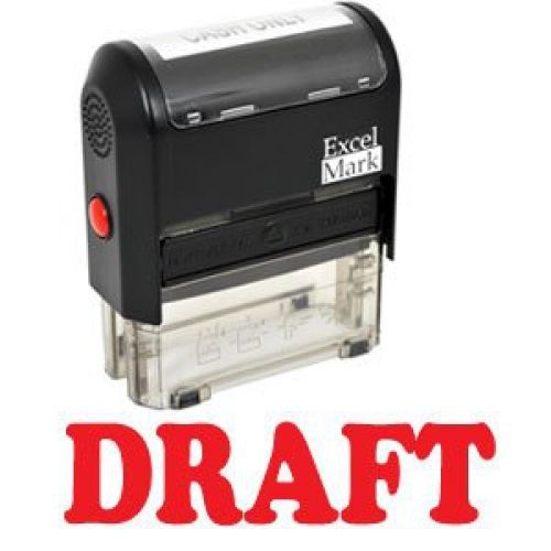 Excelmark draft self inking rubber stamp - red ink (42a1539web-r) for sale