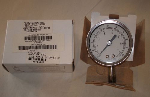 NEW MILLIPORE 1/4NPT AIR PRESSURE 0-100PSI GAUGE DIAL YY1301015