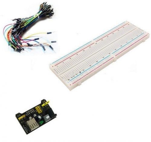 MB102 Power Supply Module 5V 3.3V+65PCS Jumper cables+Breadboard Board 830 Point