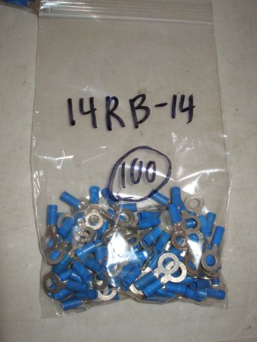 100 thomas &amp; betts t&amp;b 14rb-14 insulated 1/4&#034; ring terminals blue for sale