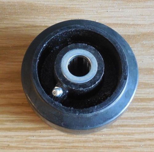 PAIR  4&#034; x 2&#034; Rubber Caster Wheel Steel Hub w/ 3/4&#034; Needle bearing grease zerk