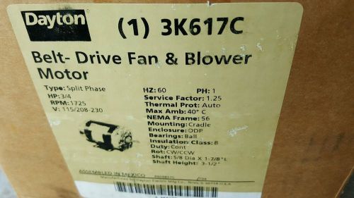 Dayton 3 k 617 c  belt drive fan and blower motor 3/4hp 1725 r.p.m 115/230v hz60 for sale