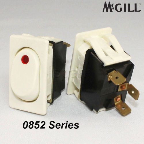 Mcgill 0852 on/off rocker switch white spst w/ red light for sale