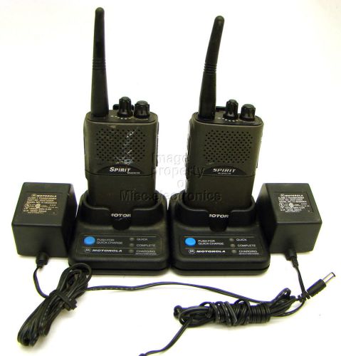 Pair (2) motorola spirit mu24cvs uhf 2 way radio pair with rapid chargers  a for sale