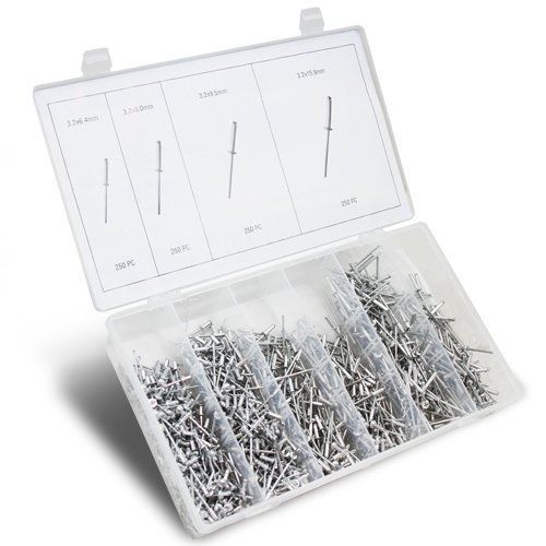 XtremepowerUS 1000pc 1/8 Blind Pop Rivet Assortment Kit