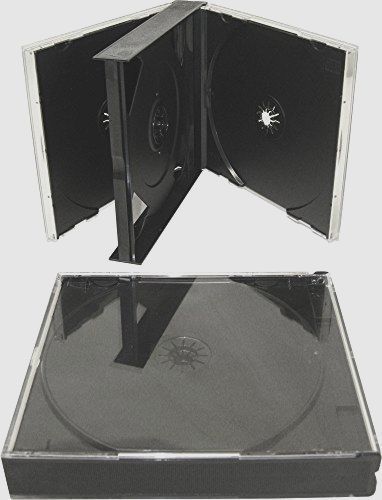 New 10 Black Quad 4 Disc CD Jewel Case,Clear Face Comes With A Hinged Center.