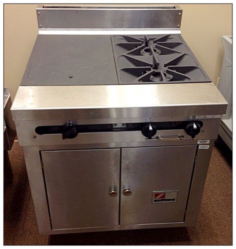 Southbend, Two 2 Burner Stock Pot Stove with Warming Plate, Storage Underneath