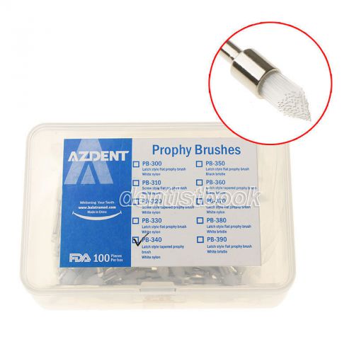 Azdent dental white nylon prophy brush tapered type polishing brush 100pcs/bag for sale