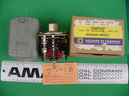 CLASS 9013 TYPE FSG-2 PUMPTROL PRESSURE SWITCH CLOSE 20, OPEN 40, SERIES B