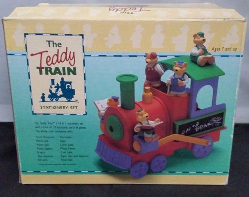 New the teddy (bear) train 14 in 1 stationery set with 19 functional parts rare for sale