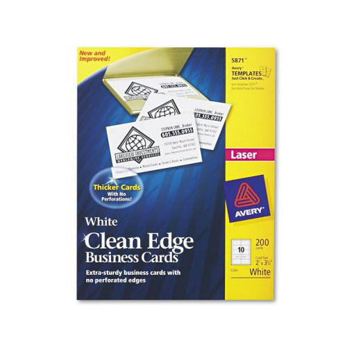 Avery Two-Side Printable Clean Edge Business Cards Laser 2 X 3 1/2 White 200/PK