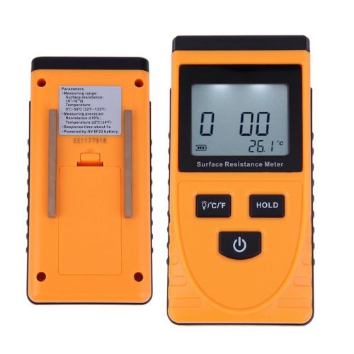 Digital LCD Surface Resistance Meter Tester Temp Measurement Tool F5