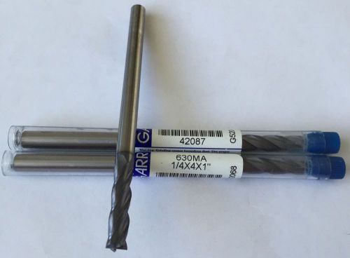 Garr tool 1/4x4x1&#034; 42087 1/4&#034; carbide end mill tialn coated 4 flsquare(lot of 2) for sale