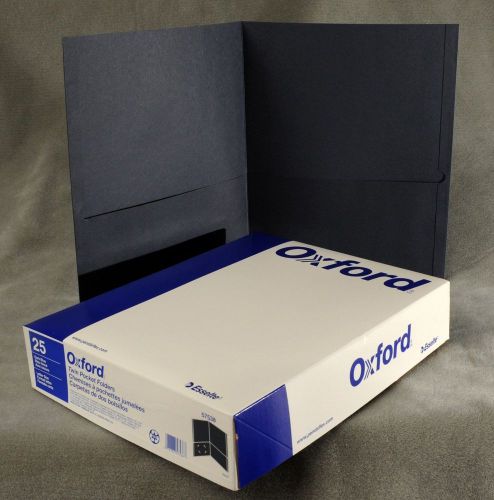 Oxford twin-pocket portfolio folder embossed leather grain 25 folders blue for sale