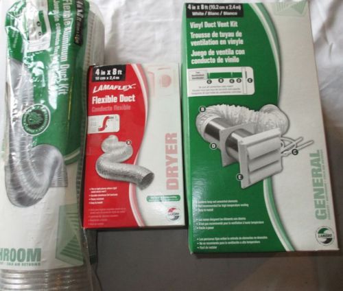 Lambro Vinyl Duct Vent Dryer Kit w/White Hood &amp;(2) 4&#034; x 8&#034; Flexible Duct Kit