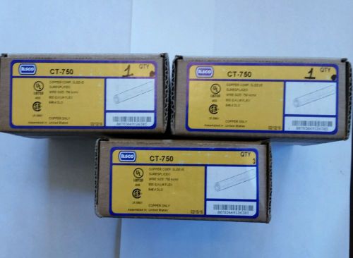 Ilsco ct-750 copper compression sleeve lot of (5) new in box 750 kcmil splice for sale