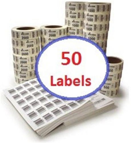 50 UPC Barcode GLOSS Labels 1.5&#034; x 1&#034; + Description Text Line upc4u