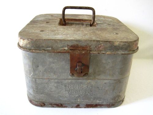 Vintage Galvanized Steel Industrial Bin ICC No. 32 RUSSAKOV Can Ammo Box