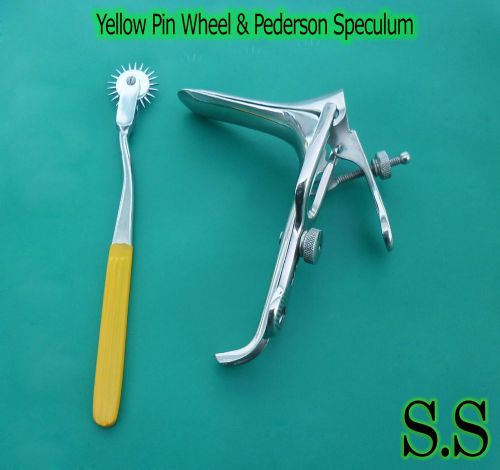 Pederson Vaginal Speculum Medium &amp; Yellow Colour Pin wheel Gynecology Instrument